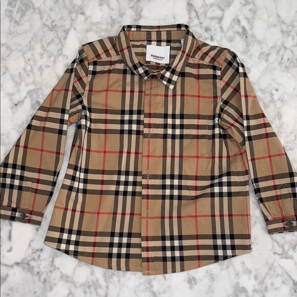 BURBERRY BEIGE VINTAGE CHECK LONG SLEEVE SHIRT 2Y - Picture 1 of 8